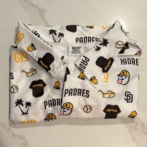 White Padres Themed Button-Up Shirt